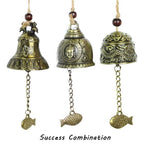cloches décoratives bronze doré motifs floraux animaux artisanal vintage poisson métal chaîne métallique