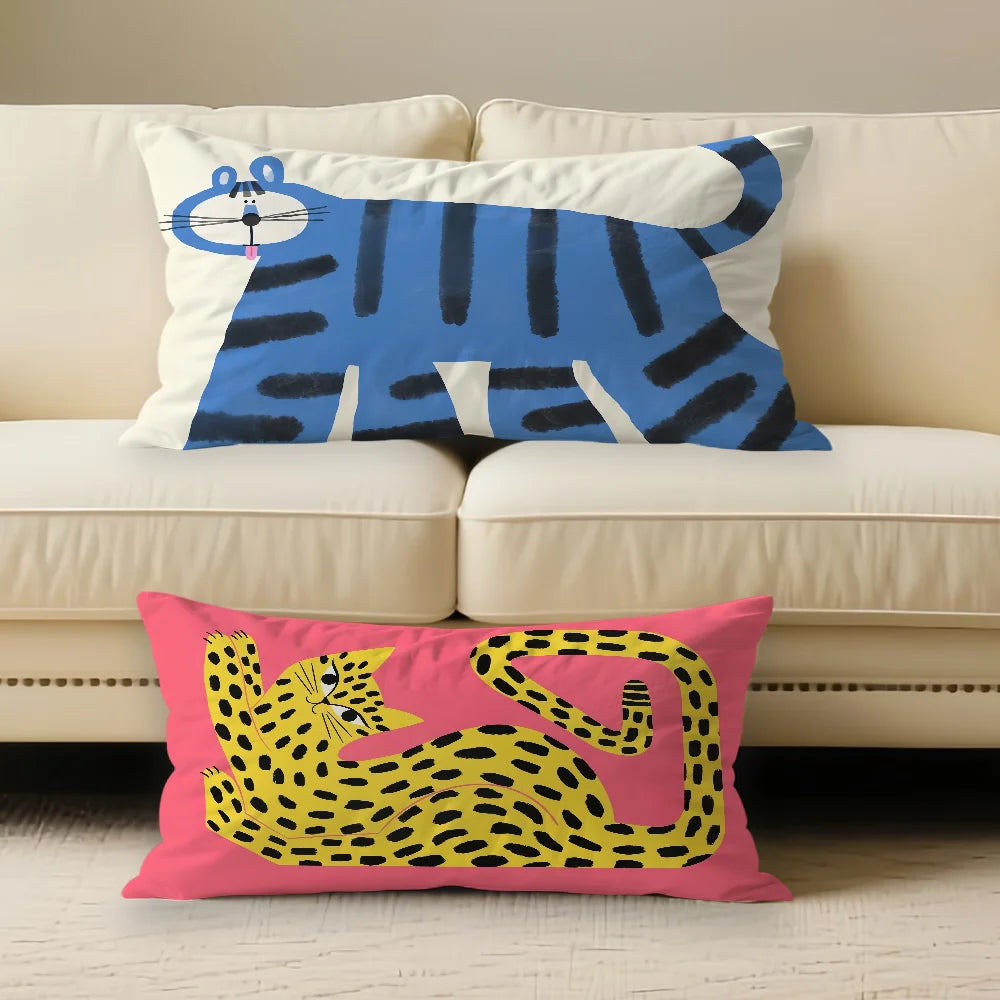 taies d'oreiller animaux nordiques moderne bleu léopard jaune non toxique coton polyester 30x50CM 40x60CM