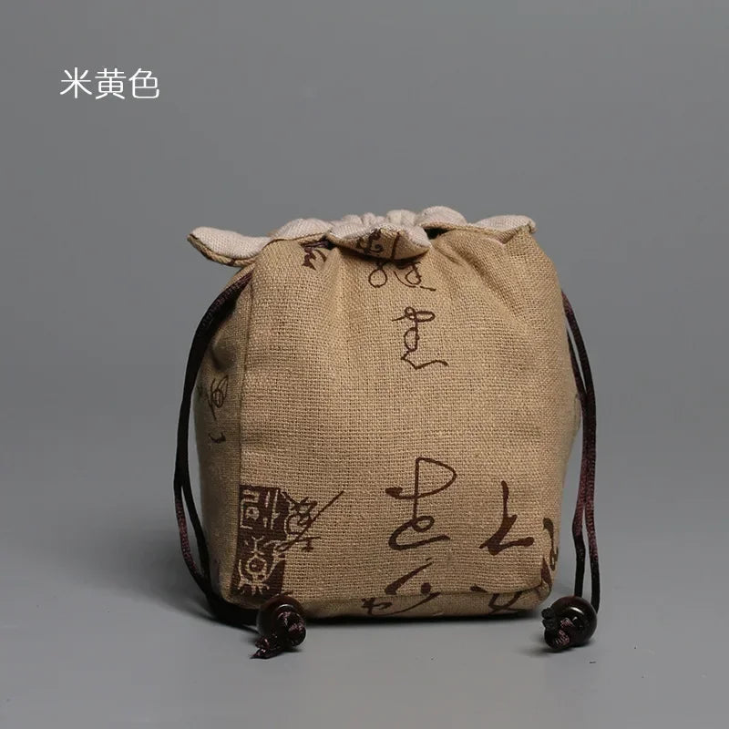 sac thé coton réutilisable bleu gris vert marron beige rouge rose noir imprimé chinois
