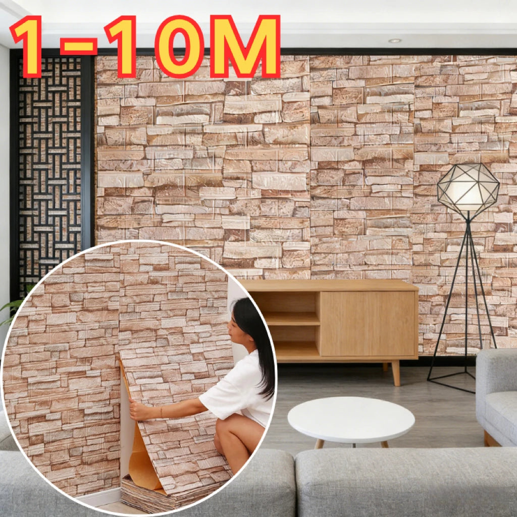autocollant mural adhésif effet brique 3d papier peint décoratif salon chambre moderne beige