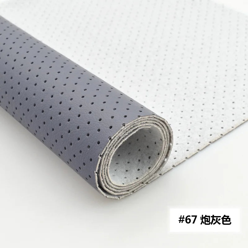 tissu faux cuir perforé ameublement canapé décoration couture robuste couleur gris clair