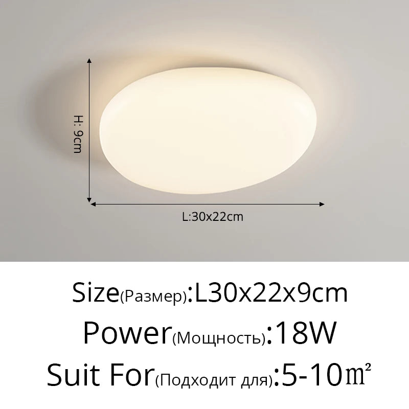 plafonnier led moderne minimaliste acrylique blanc fixation circulaire ovale éclairage quotidien contemporain
