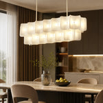 suspension lumineuse moderne pendentif blanc rayures fines opacité 120cm d100cm d80cm d60cm lumière froide