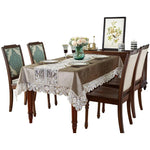 nappe table brodée fleurs dentelle polyester élégante classique beige clair foncé usage extérieur fête