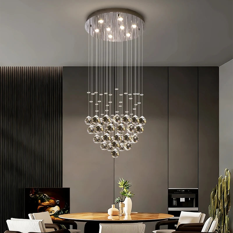 suspension lumineuse moderne cristal transparente argentée led 90 260v