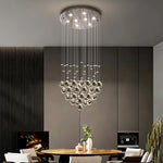 suspension lumineuse moderne cristal transparente argentée led 90 260v