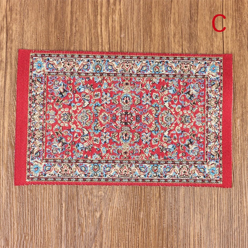 petit tapis miniature peluche motif floral mandala maison poupee decor chambre salon