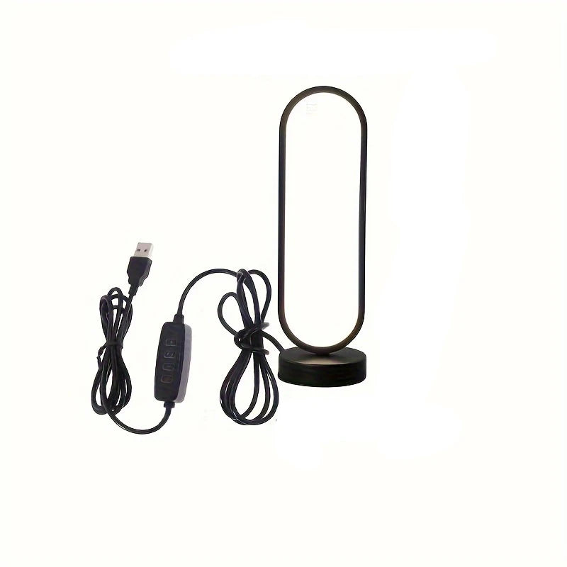 lampe table tricolore moderne orange marron minimaliste ovale controle usb