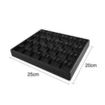 boîte bijoux cuir noir blanc plateau rangement bague boucle d'oreille organisation modernescrição