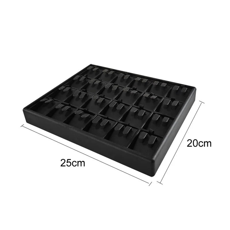boîte bijoux cuir noir blanc plateau rangement bague boucle d'oreille organisation modernescrição