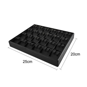 boîte bijoux cuir noir blanc plateau rangement bague boucle d'oreille organisation modernescrição