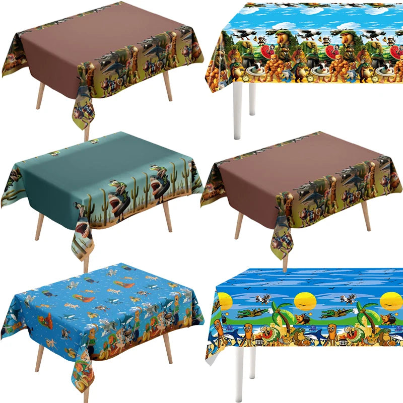 nappes jetables enfants motifs animaux fruits paysage anniversaire bleu marron vert turquoise festive
