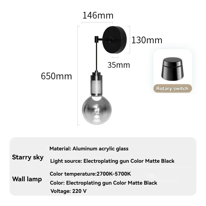 lampe suspendue moderne industrielle verre transparent noir doré maille dorée 2700k 5700k