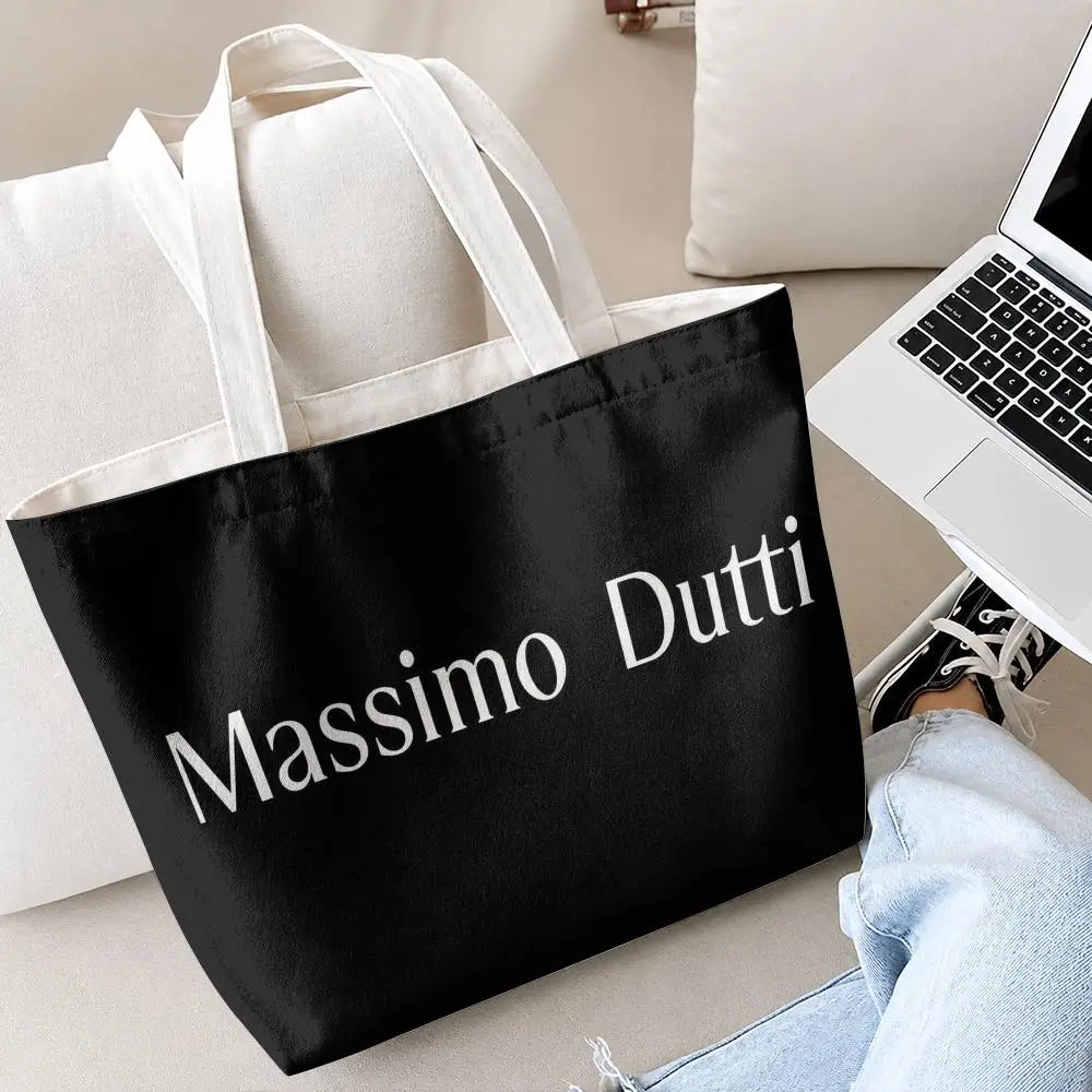 sac main toile blanche pochette logo poignées détachables fermeture éclair