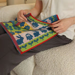 serviette enfantine coton fleuri absorption rapide lavable machine bleue verte