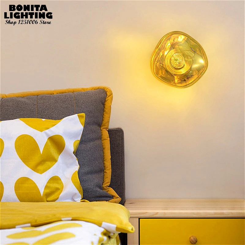 applique murale verre texturé or moderne éclairage quotidien fixée mur opacité lumière led 249