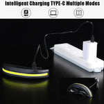 lampe frontale led jaune fluo noir rayures ceinture ajustable travail pêche campingextérieur