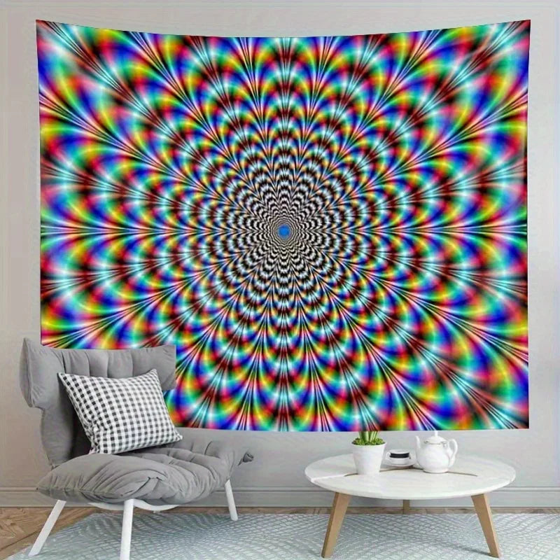 tapisserie moderne multicolore spirale optique décoration intérieure living room salon chambre coucher