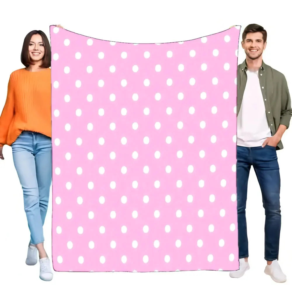 couverture rose pois douillet polaire polyester anti boulochage portable hiver usage voyage maison