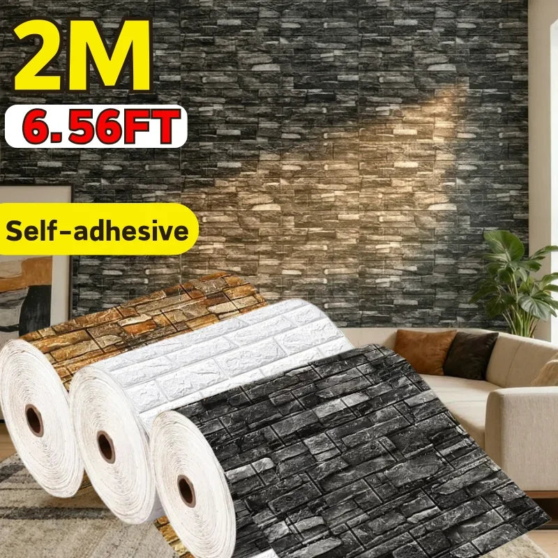 papier peint auto adhésif brique noir blanc marron texture 3d moderne décoration murale cuisine