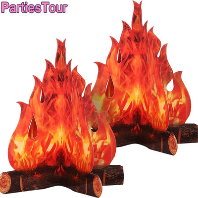 Centre de table feu de camp 3D en carton couleur saphir profond
