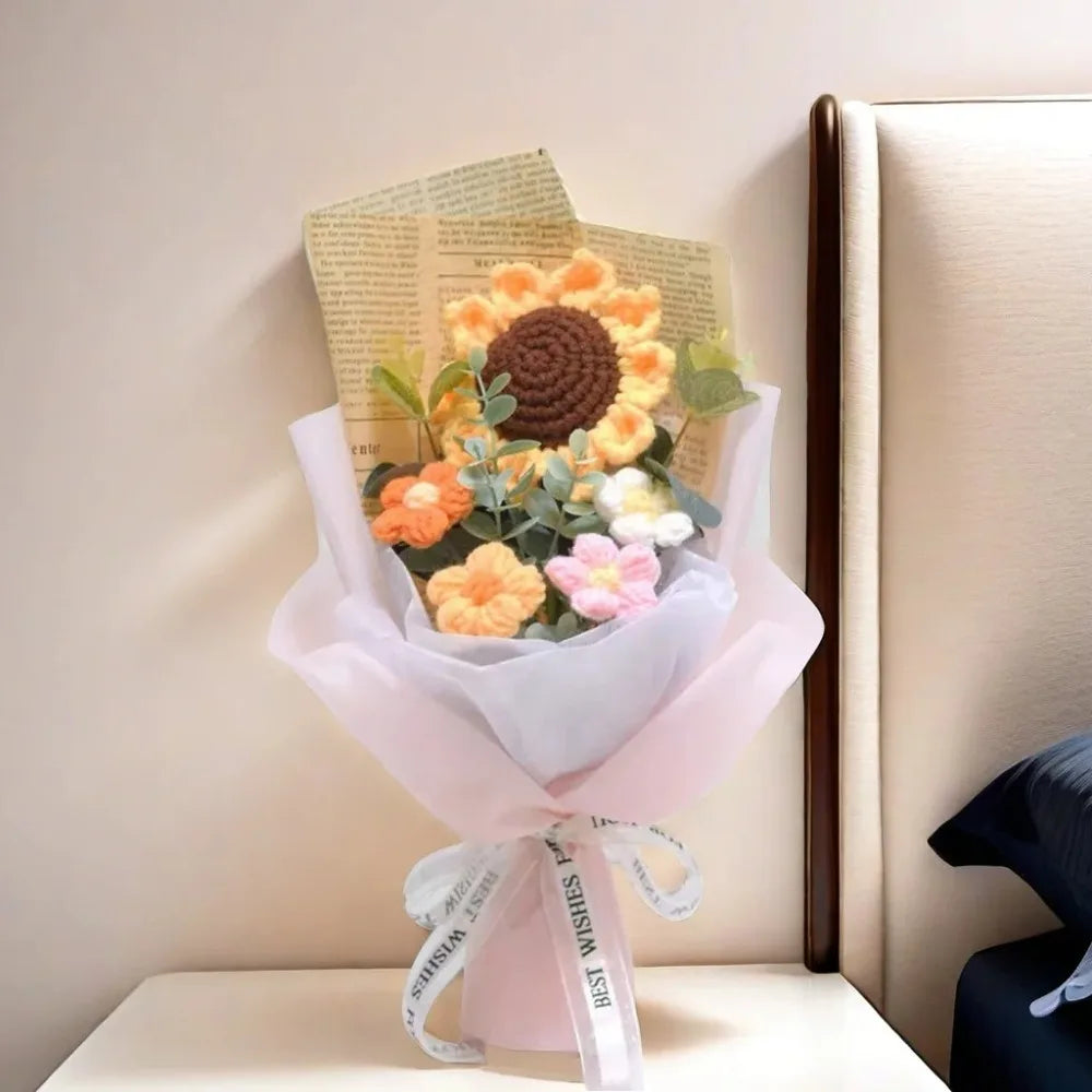 bouquet fleurs artificielles tournesol marguerite décoration intérieure moderne minimaliste couleur jaune orange rose verte