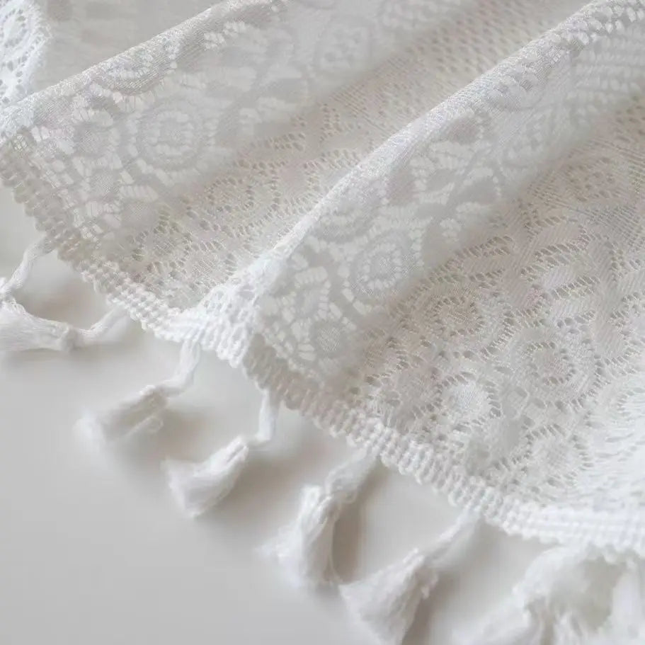 nappe blanche dentelle franges imperméable huile maison extérieur mariage fête 150x250cm