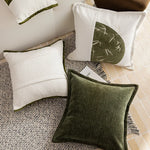 coussins brodés bambou blanc vert olive nordique contemporain décoration maison voiture