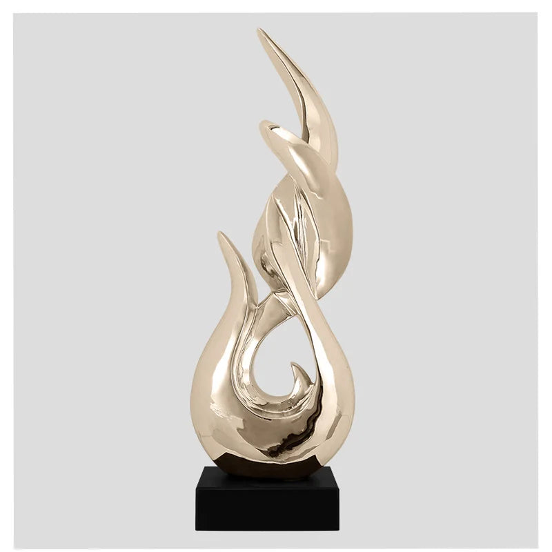 sculpture abstraite moderne résine iceberg or argent noir contemporaine maison salon