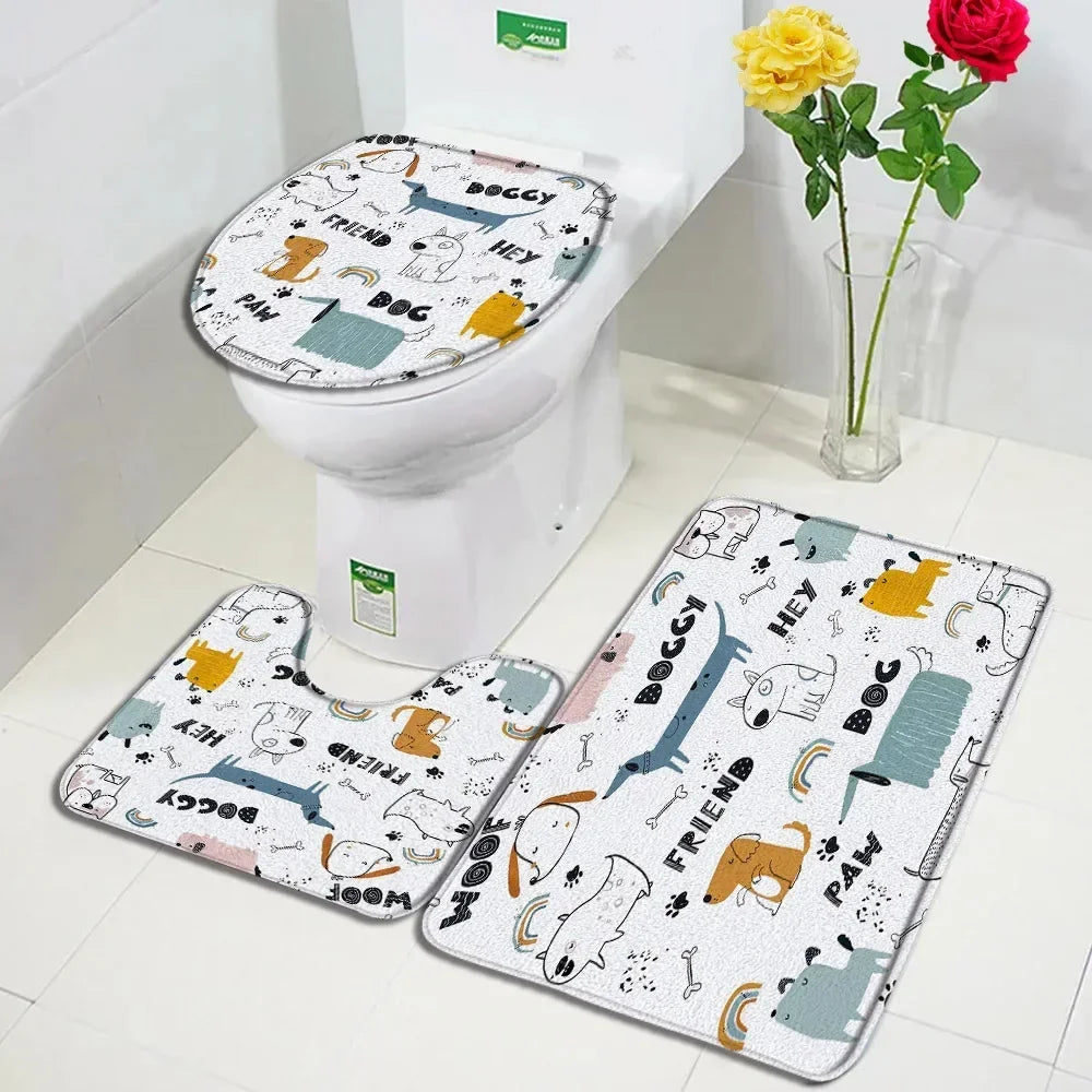 tapis toilette multicolore motifs animaux modernes adhésifs salle bain couvre siège deux sols
