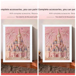 tableau décoratif château blanches rose doré art féerique décoration enfant adulte