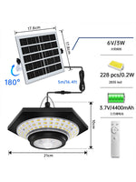 lampe solaire réglable 228 led noir blanc contemporaine télécommande capteur