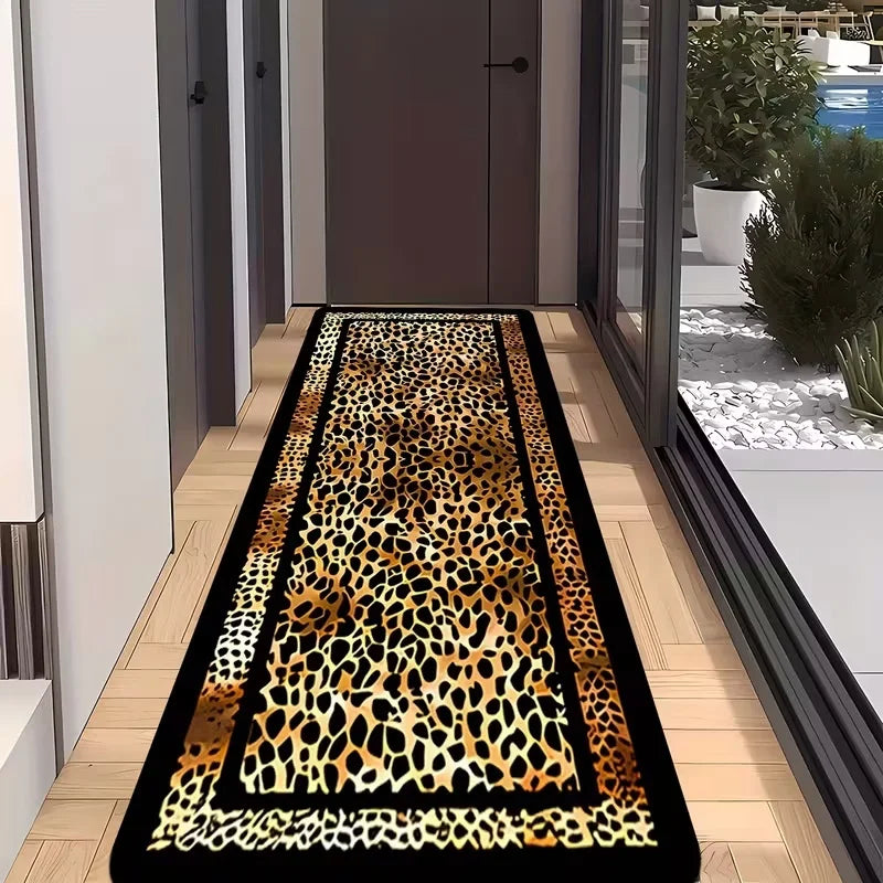 tapis léopard moderne noir beige marron intérieur extérieur sol chambre décoration maison