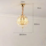 lustre pendentif crystal feuilles lotus doré éclairage led touch switch élégant salon chambre