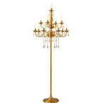 lampe poser dorée cristaux transparents classique chambre coucher led 15 sources lumineuses 30m zone