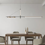 Suspension lumineuse moderne ligne épurée noir doré lumière blanche contemporaine élégante