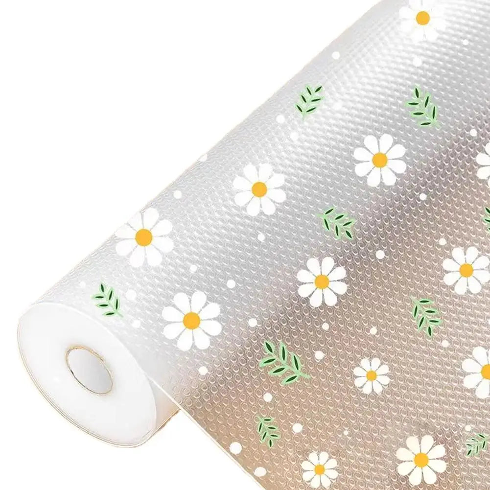 tapis couvre meuble gris clair blanc jaune vert fleurs feuilles moderne décoratif évai