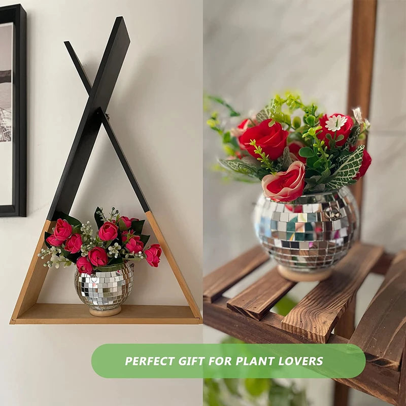 boule disco suspendue pot fleur décoratif moderne chaîne plante d'intérieur