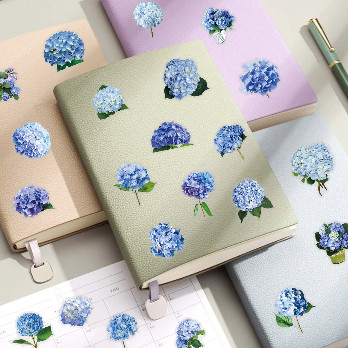 autocollants fleurs hydrangeas bleu violet blanc 50pièces bricolage scrapbooking téléphone bagages skateboard imperméables