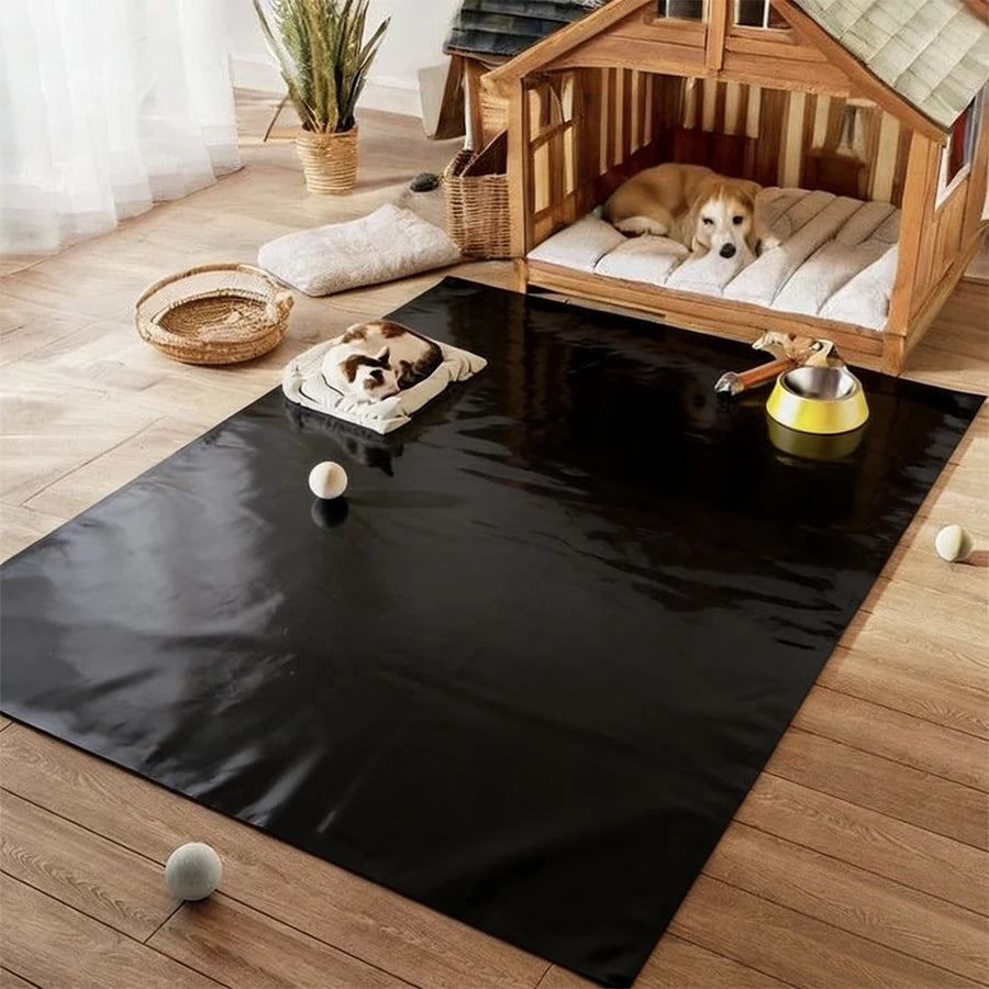tapis imperméable noir animaux adhésif facile nettoyer intérieur extérieur résistant morsures
