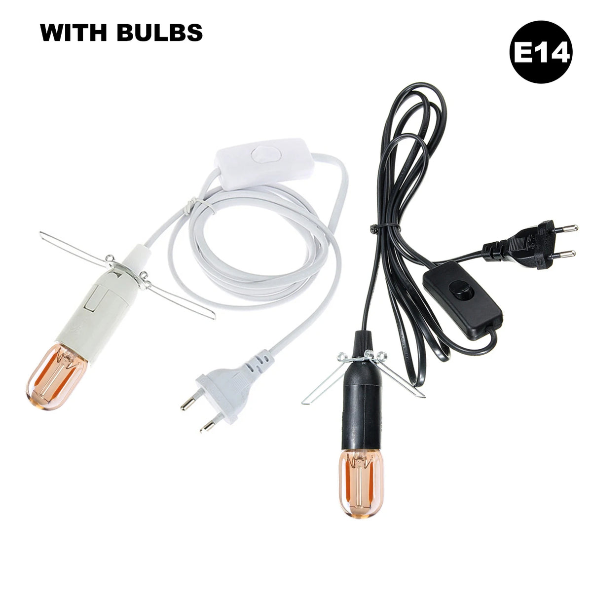 câble électrique vintage ampoule e14 e27 noir blanc douille socket interrupteur variateur 1mètre