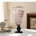 vase transparent gravé rose noir vert violet strié classique moderne table