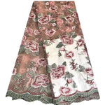 tissu tulle brodé fleurs rouge rose violet transparent occasion importante robe soirée cérémonie