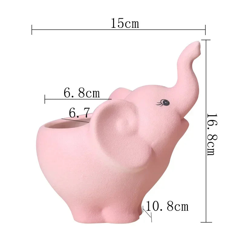 pots fleurs succulentes céramique forme éléphant blanc moderne décoration maison plantes vertes