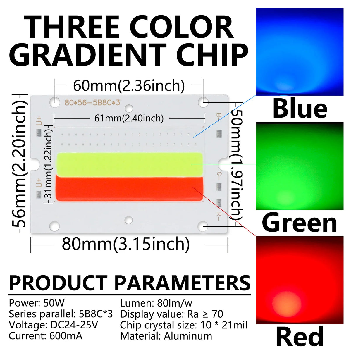 kit led rgb 50w blanc bleu vert rouge dégradé trois couleurs moderneintérieur