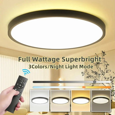 Plafonnier LED intelligent 3 couleurs avec télécommande pour chambre à coucher
