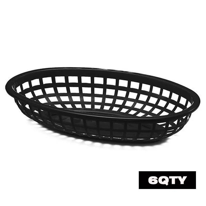 paniers ovales plastique noir vert rouge jaune moderne grille alimentaire service restauration rapide