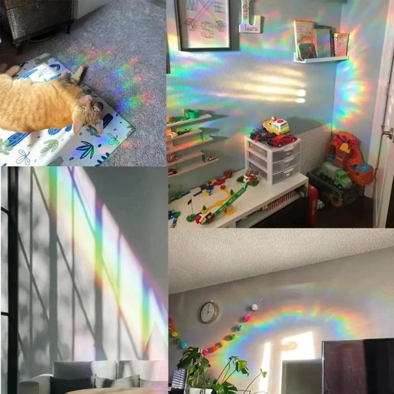 Autocollants arc-en-ciel sur verre salon