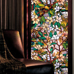 vitrail floral opaque adhésif art nouveau fenêtre décoration intérieure isolation thermique protection privacité