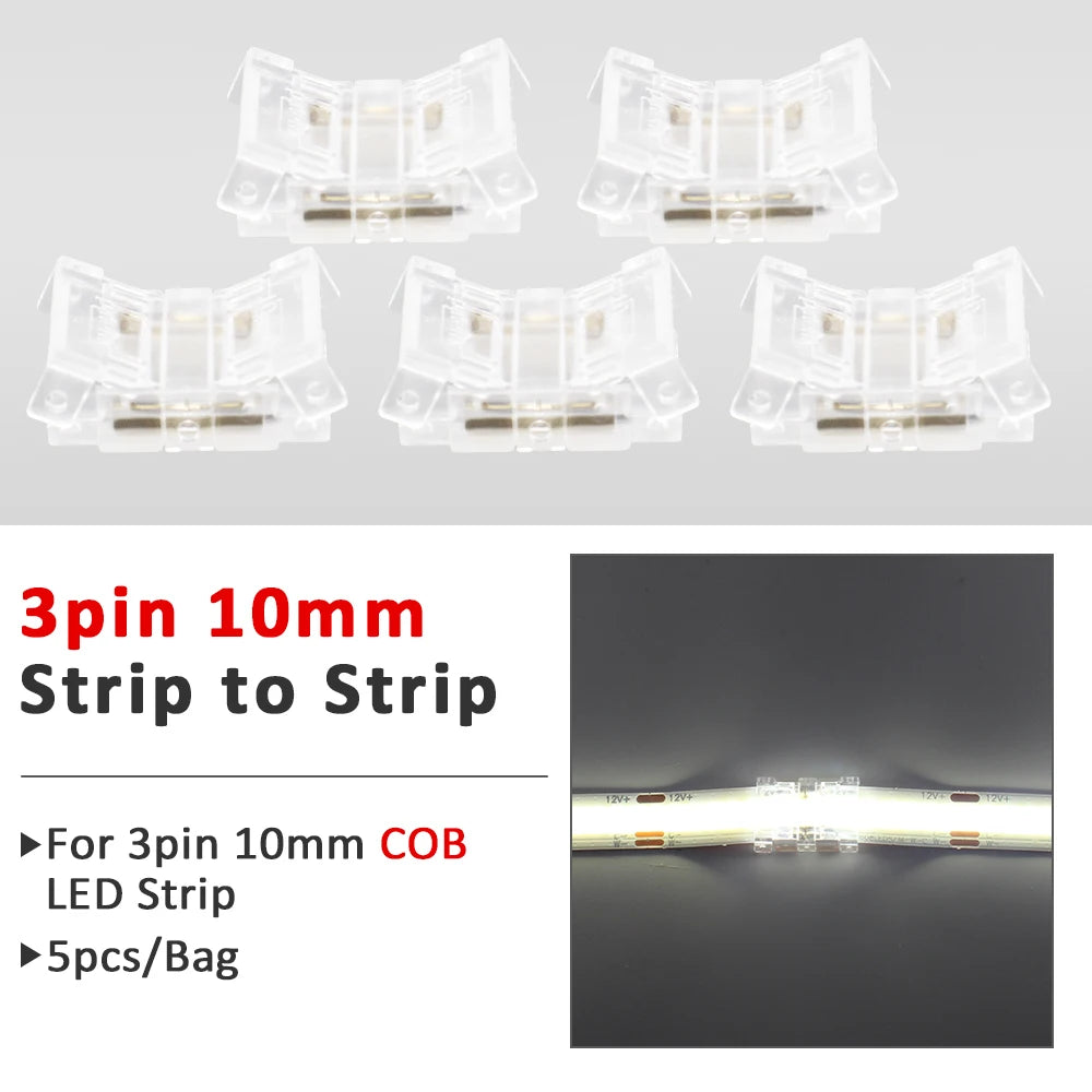 connecteurs ruban led cob smd transparent modernes adhésifs 5mm 8mm 10mm(rgb cct)